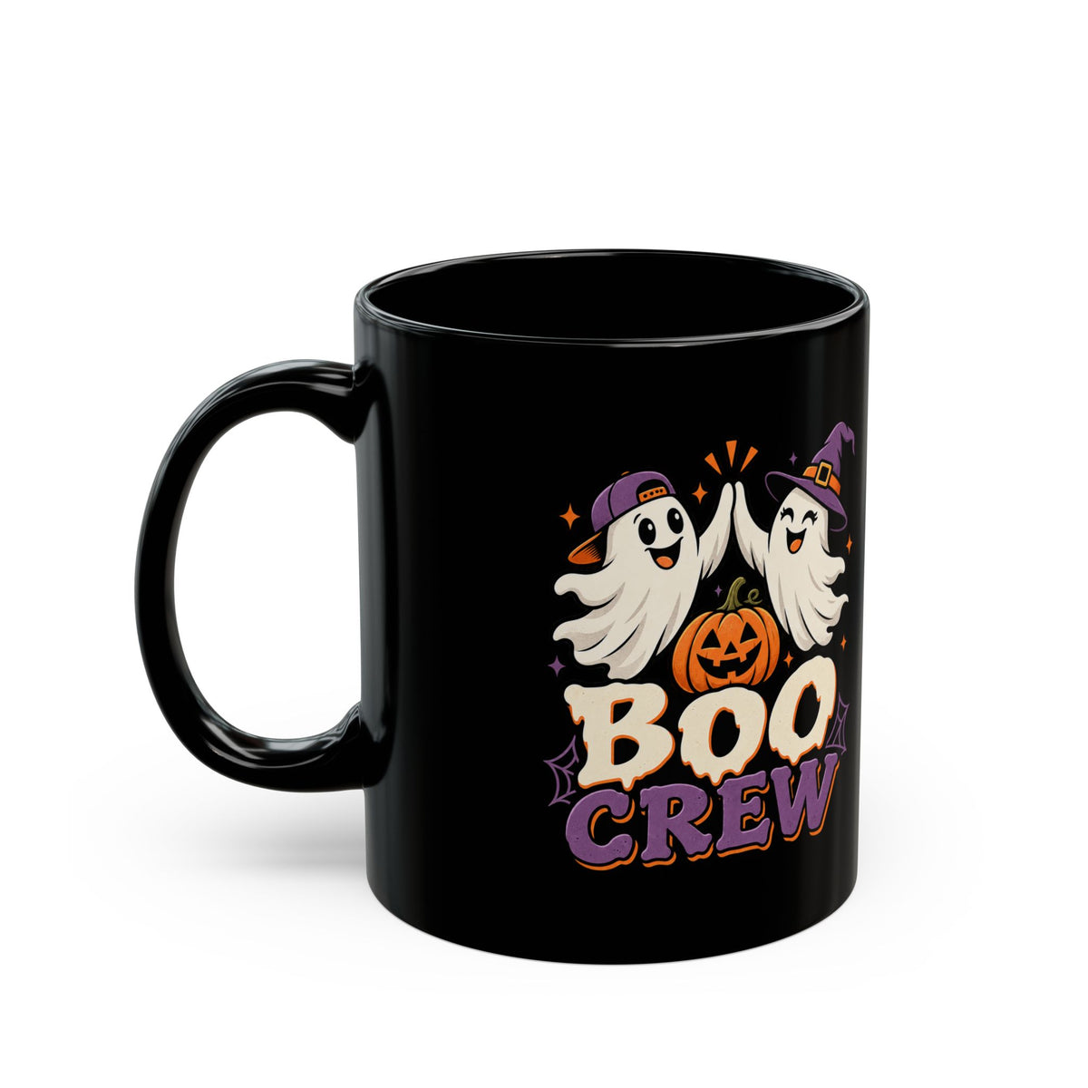 Halloween Boo Crew Mug — Black Ceramic Coffee Cup (11oz, 15oz)
