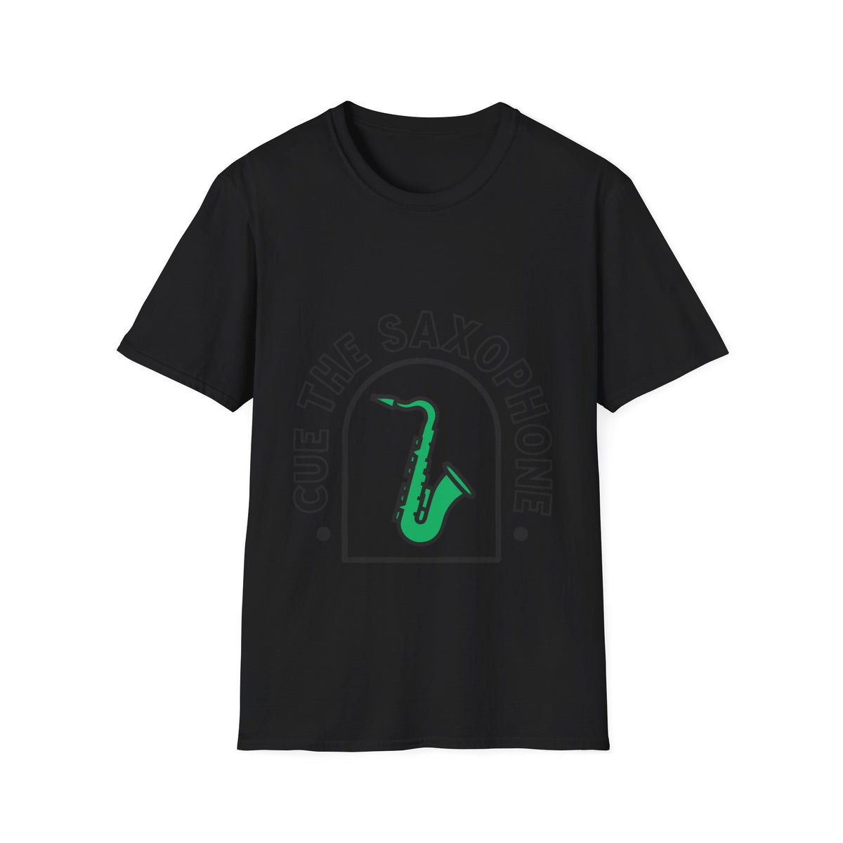 "Cue The Saxophone" Green Instrument Graphic Tee - Trending Now - September 2026