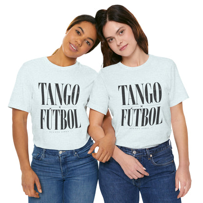 Argentina - Tango y Fútbol Graphic Tee - Bold Serif Soccer & Dance Shirt