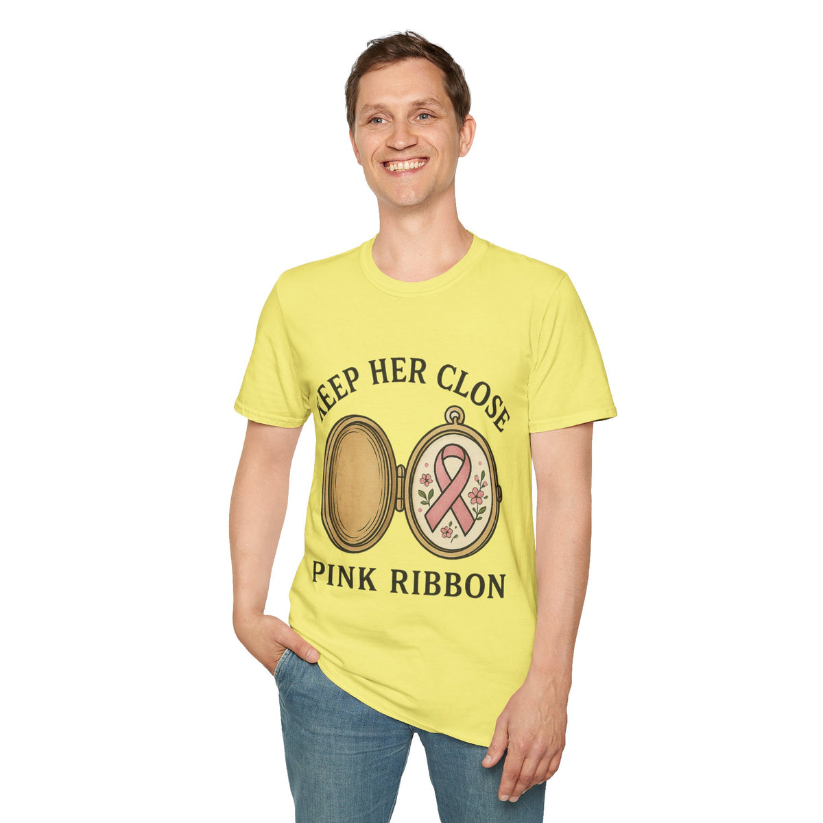 Keep Her Close Pink Ribbon Vintage Locket Graphic Tee - Trending Now - September 2026