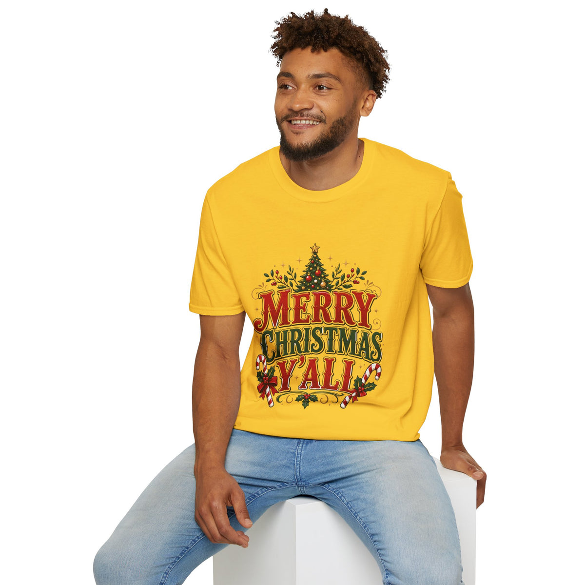Merry Christmas Y'all T-Shirt — Festive Holiday Tree Tee