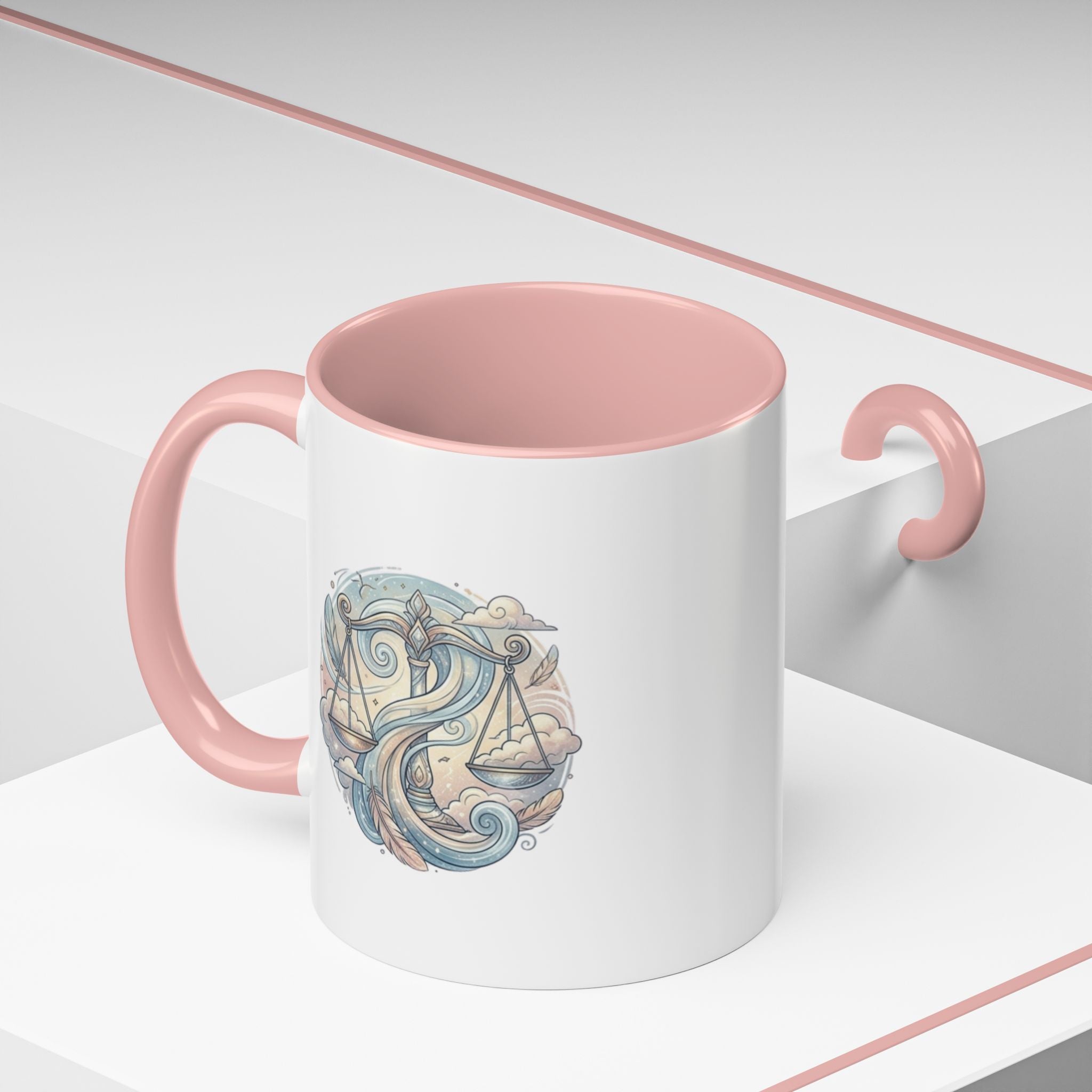 Libra Zodiac Coffee Mug — Balance Scales Astrological Accent Mug