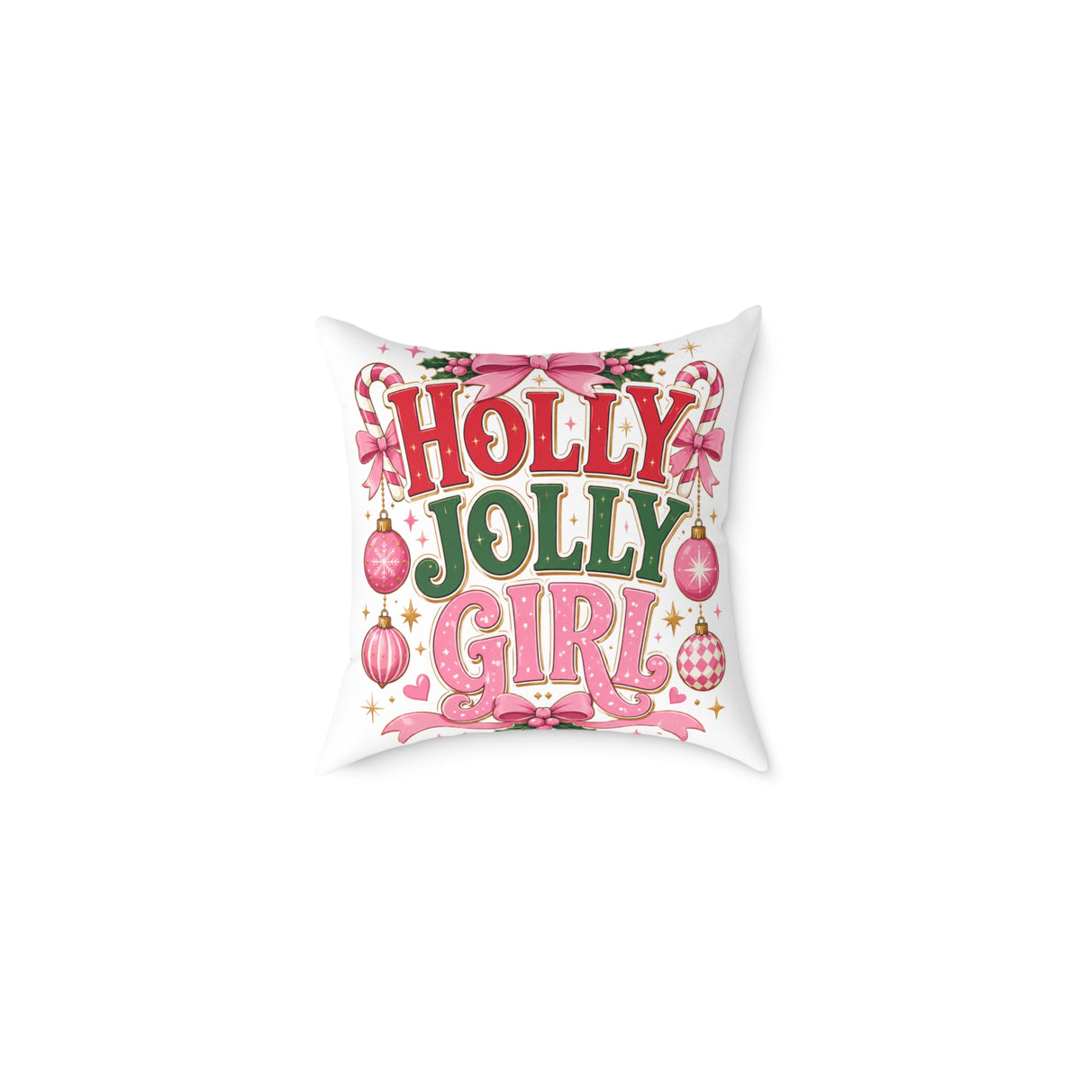 Christmas Holly Jolly Girl Holiday Pillow