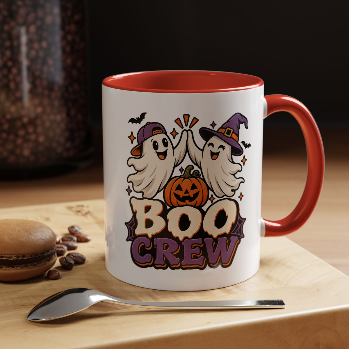 Boo Crew Halloween Accent Coffee Mug — Cute Ghosts & Jack-O'-Lantern Design (11/15 oz)