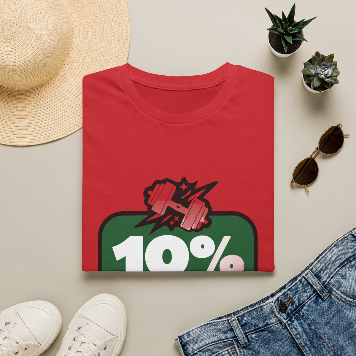10% Gains 90% Drama Green Badge T-Shirt - Retro Gym Block Graphic Tee - Trending Now - September 2026