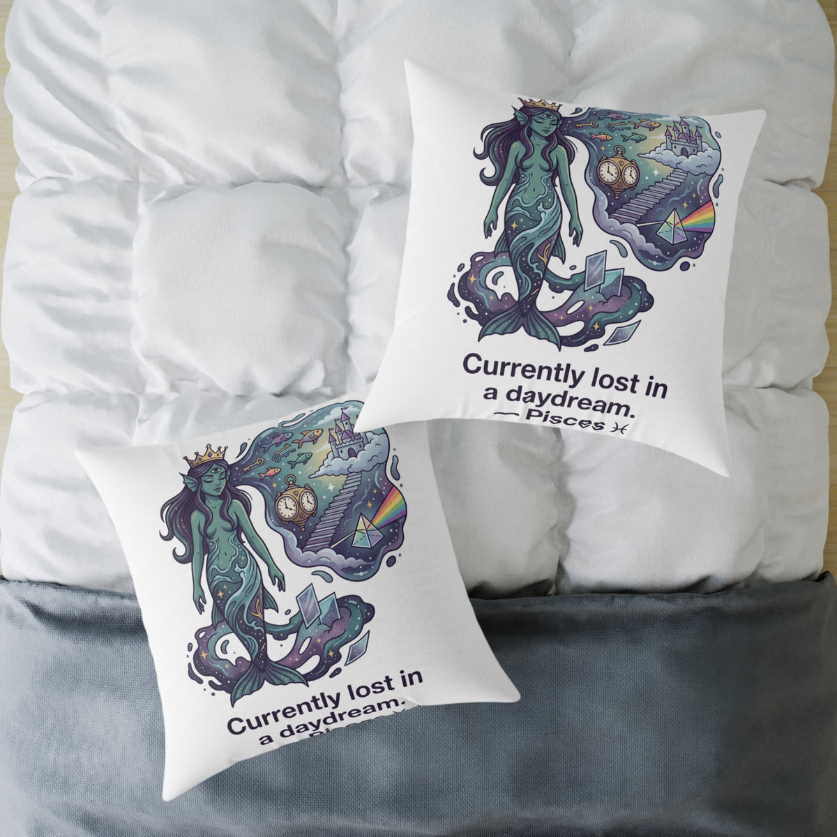 Pisces Zodiac Currently Lost In A Daydream Square Poly Canvas Pillow
