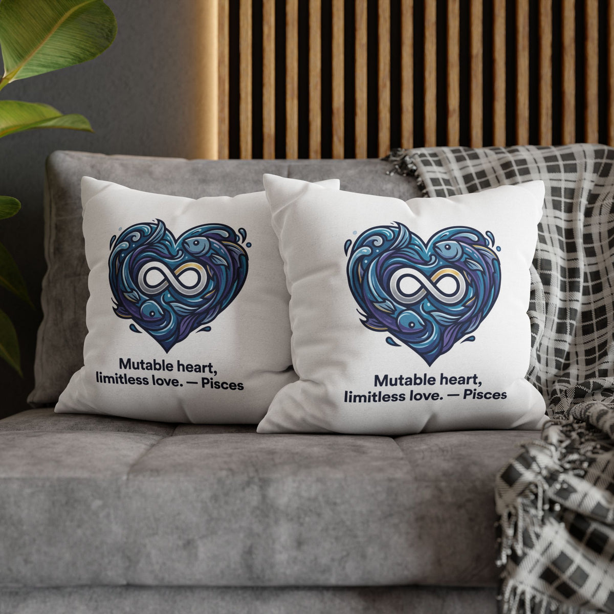 Pisces Infinity Heart Pillowcase — "Mutable heart, limitless love."