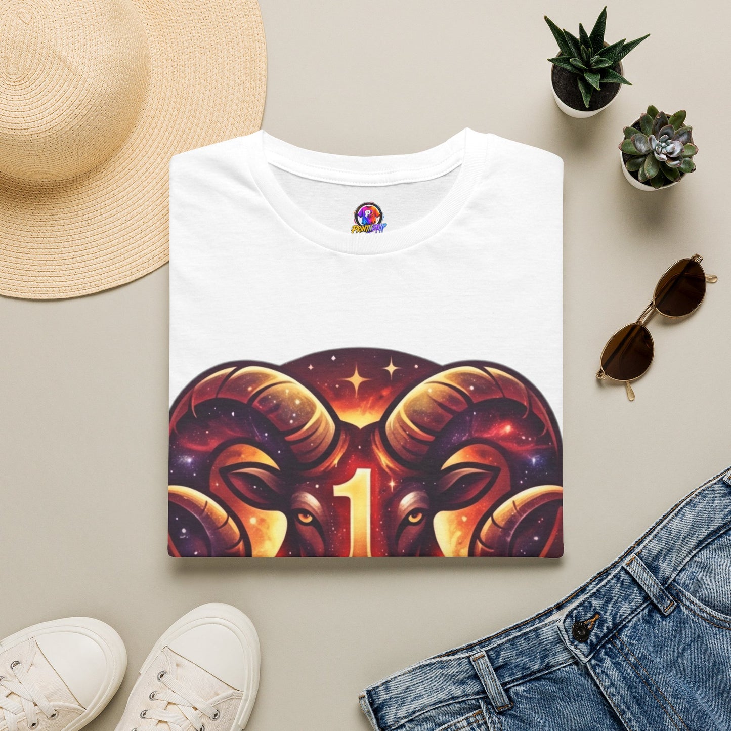 Aries Zodiac Ram Graphic T-Shirt — 'First in the Zodiac' Astrology Tee