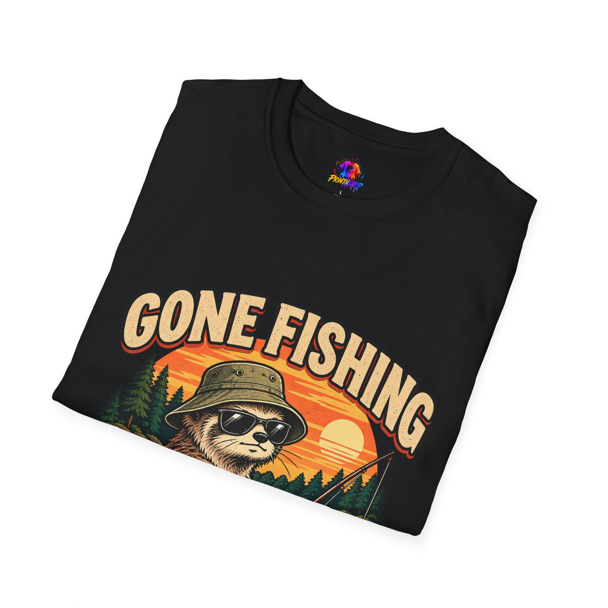 Funny And Witty T-Shirt — “Gone Fishing, Avoiding Feelings” Sloth Fishing Graphic Tee