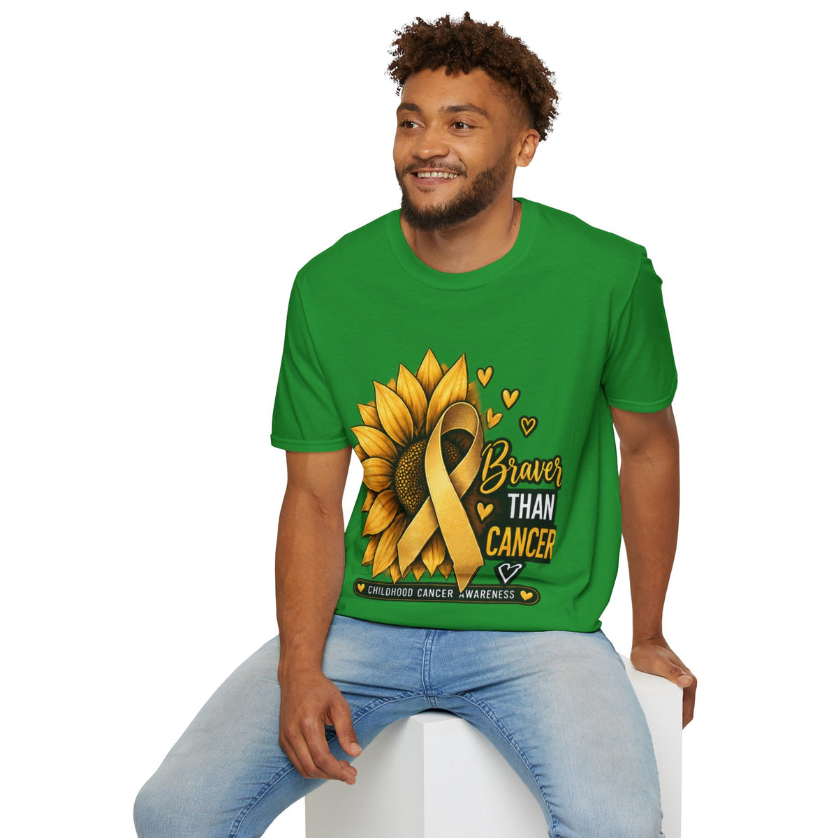 Braver Than Cancer Childhood Cancer Awareness Sunflower T-Shirt