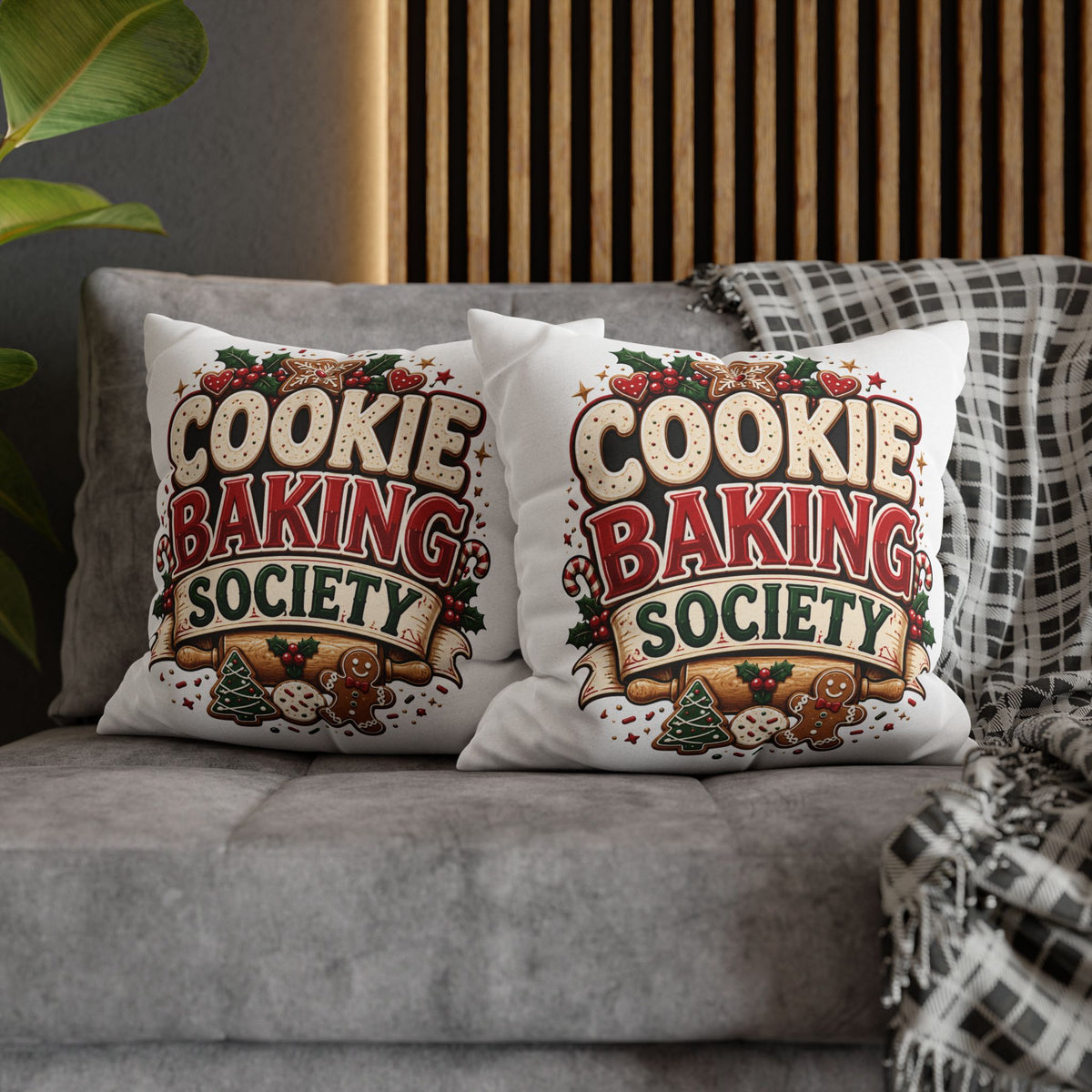 Christmas Cookie Baking Squad Pillowcase — Holiday Decorative Throw Pillow Cover