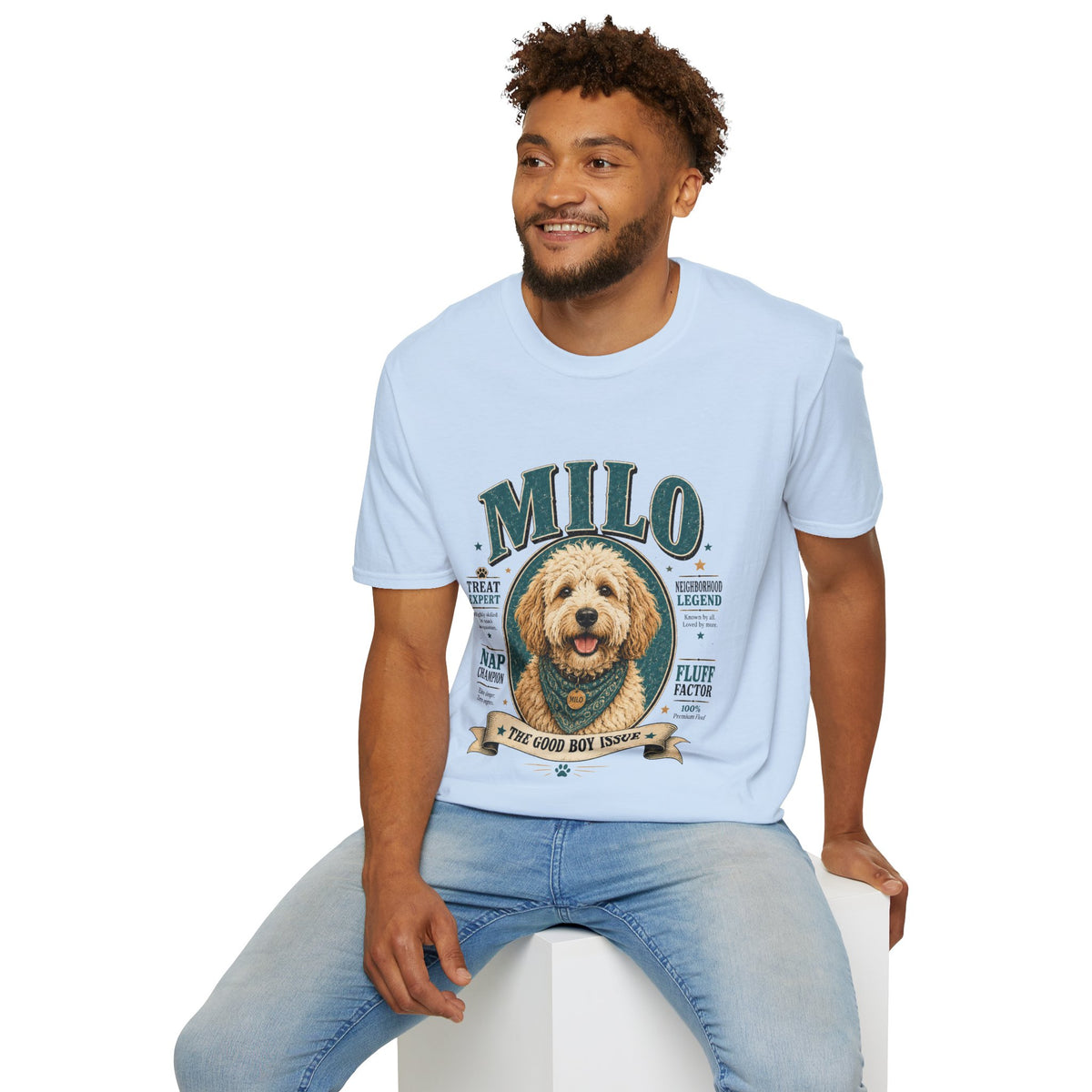 Dog Lover T-Shirt — "MILO" Personalized Pet Portrait Tee