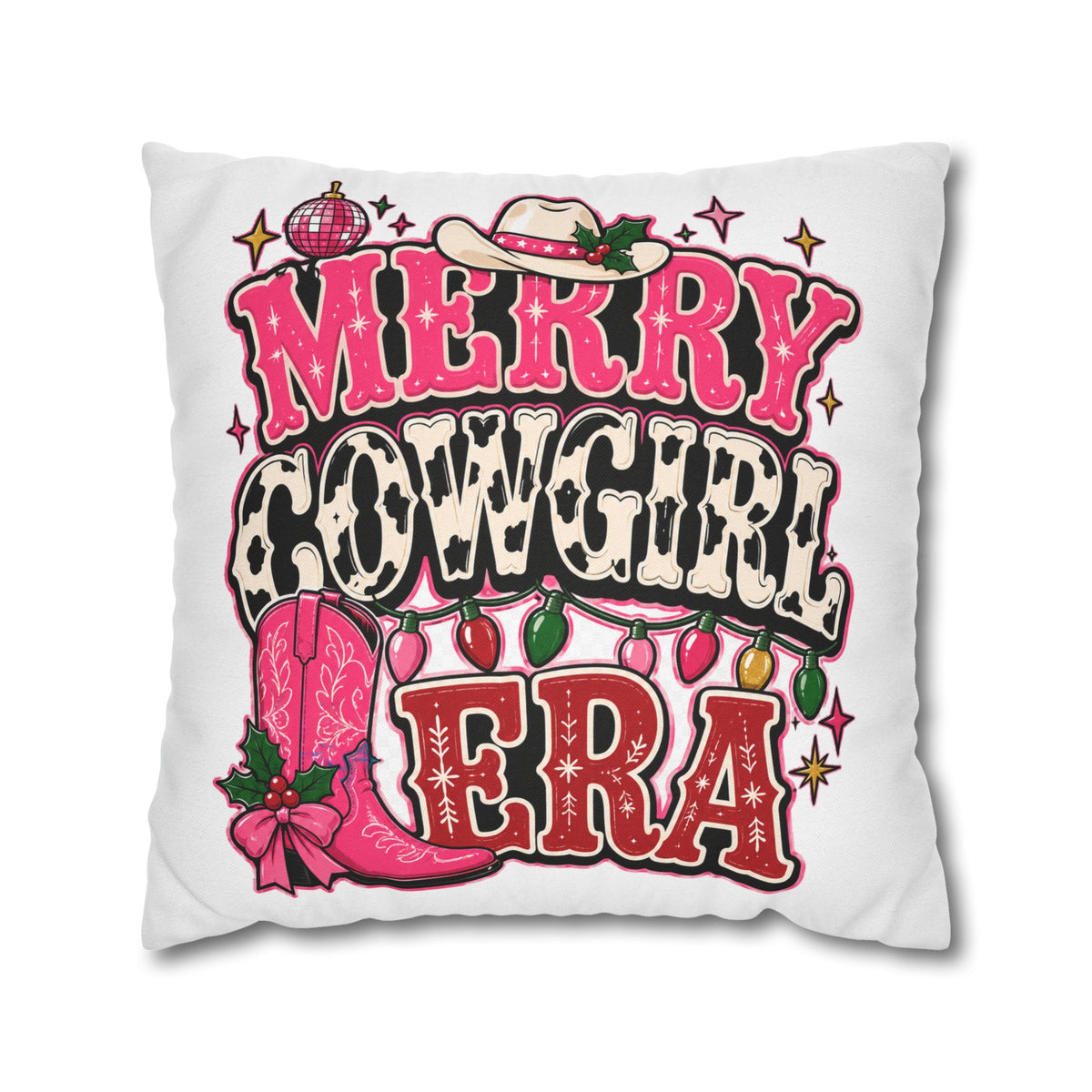 Merry Cowgirl Christmas Pillowcase Modern Day Christmas