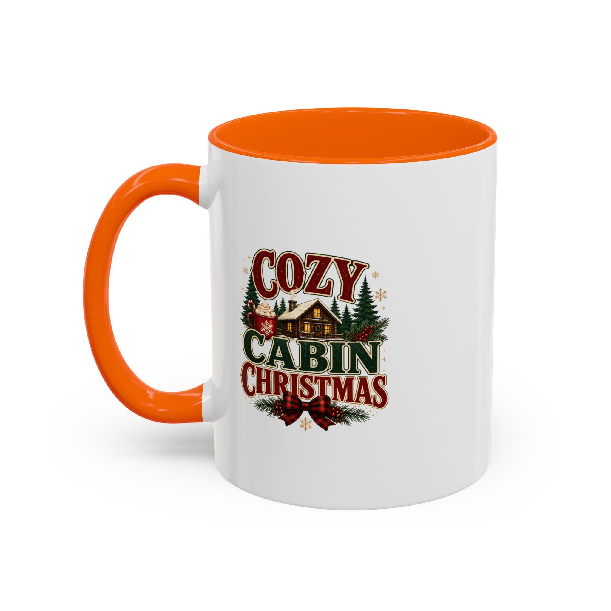 Cozy Cabin Christmas Accent Coffee Mug – Holiday Cabin Coffee Cup