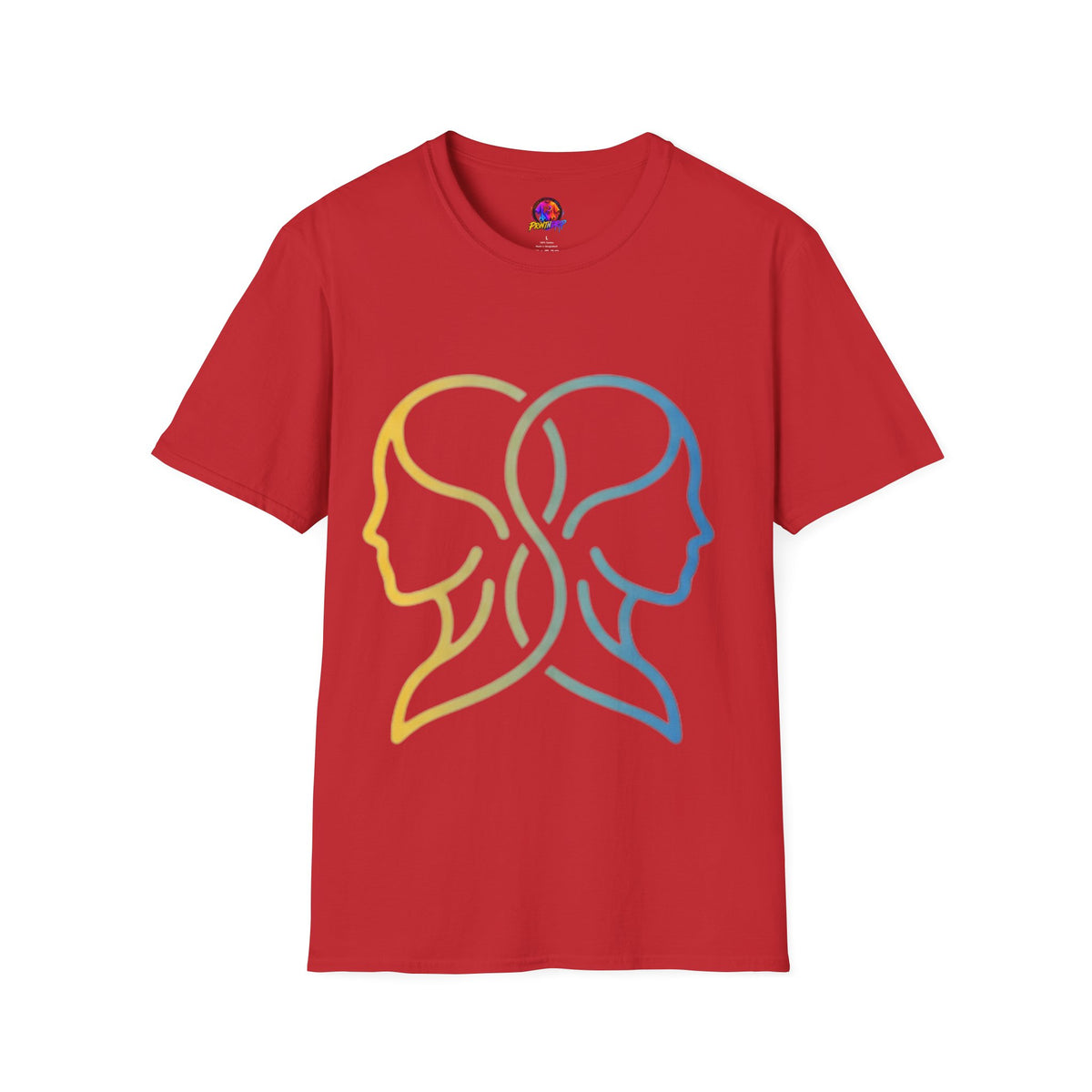 Twin Profile Line Art T‑Shirt — Gradient Sisterhood Outline Tee