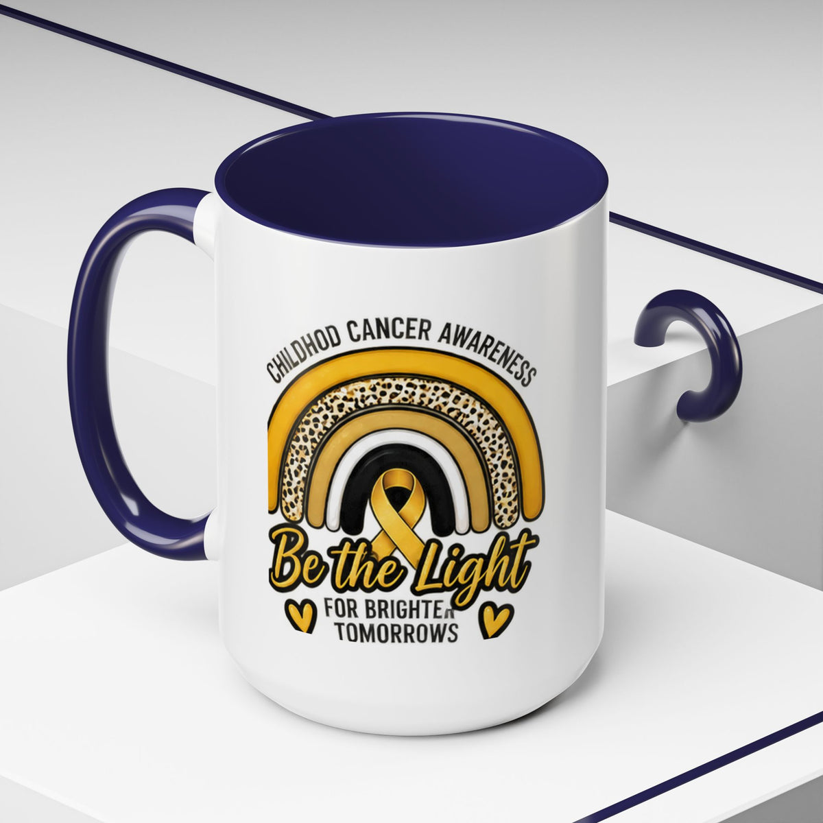Childhood Cancer Awareness Accent Coffee Mug — "Be the Light" 11/15oz