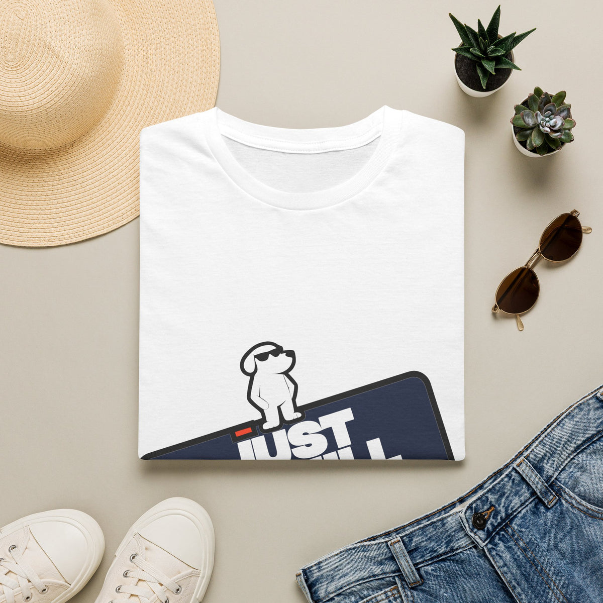 Just A Chill Guy Retro Block Text Tee - Funny Dog Meme Block Graphic T-Shirt - Trending Now - September 2026