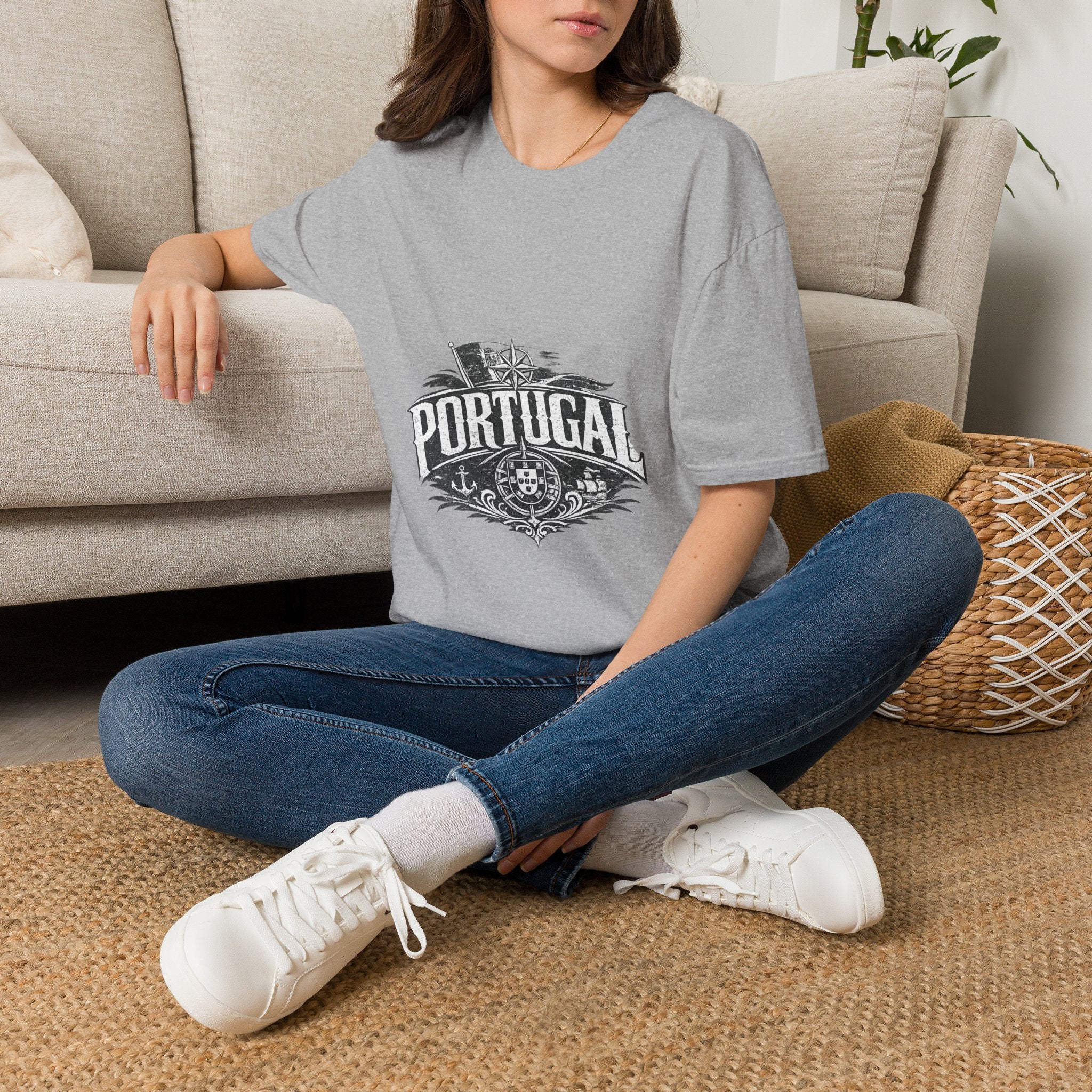 Portugal Vintage Compass T-Shirt — Nautical Travel Souvenir