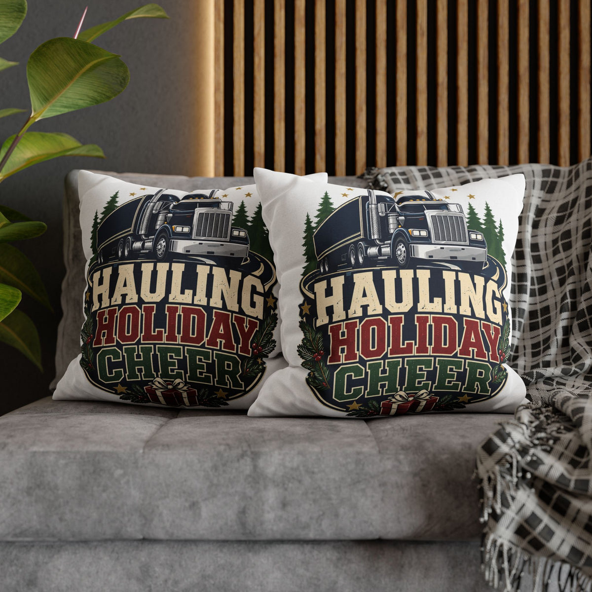 Hauling Holiday Cheer Truck Pillowcase Modern Day Christmas