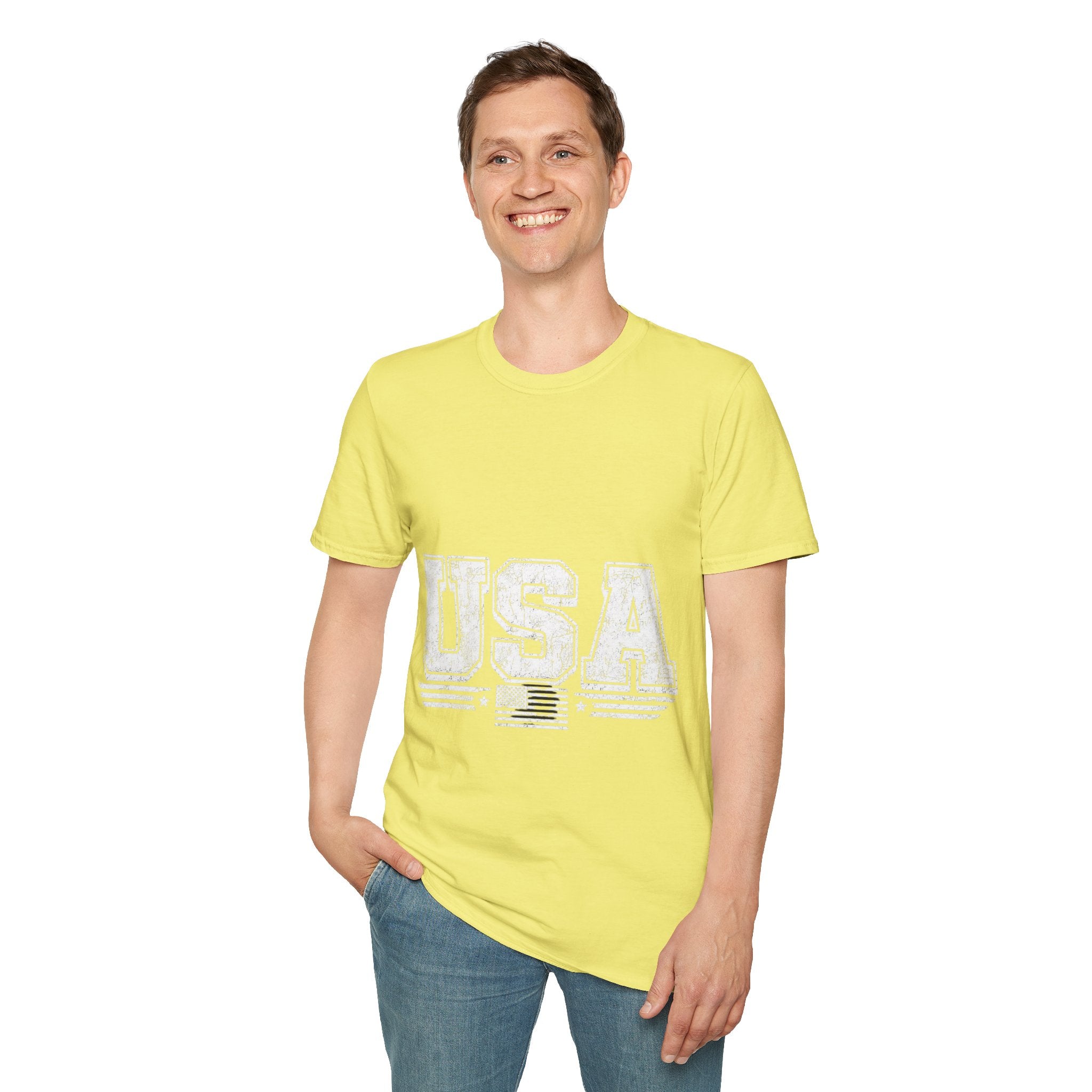USA Vintage Block T-Shirt — Patriotic Americana Graphic Tee