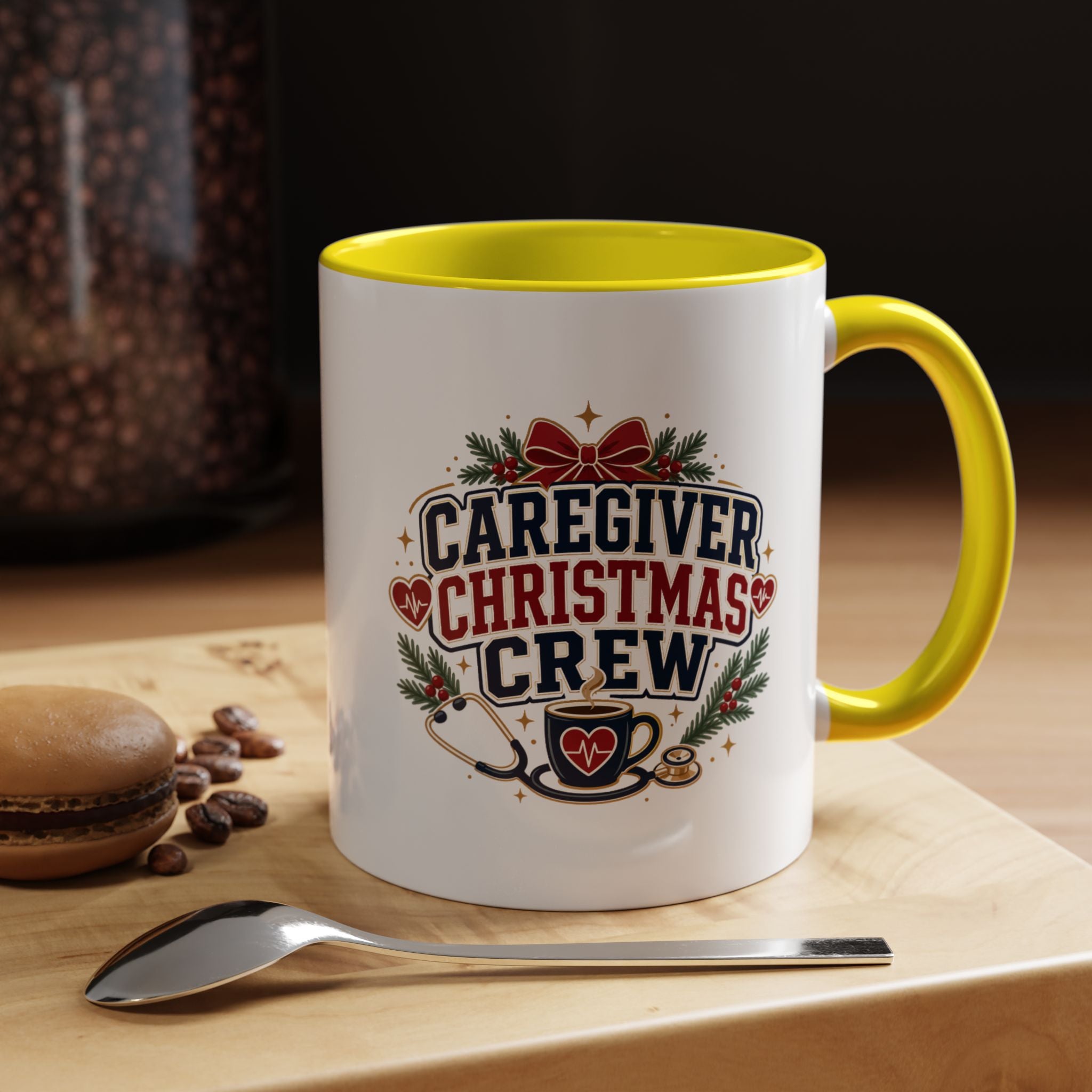 Modern Day Christmas Caregiver Christmas Crew Accent Coffee Mug – Holiday Nurse & Caregiver Gift (11/15oz)