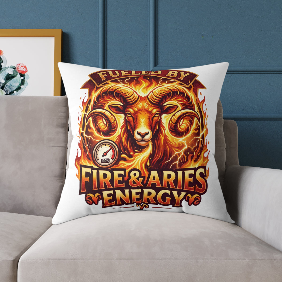 Zodiac Aries Pillow Fueled By Fire And Aries Energy Square Poly Canvas Pillow