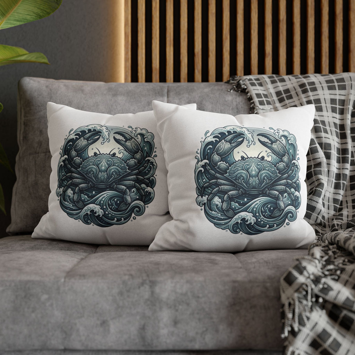 Cancer Zodiac Ocean Crab Decorative Pillowcase — Nautical Coastal Accent