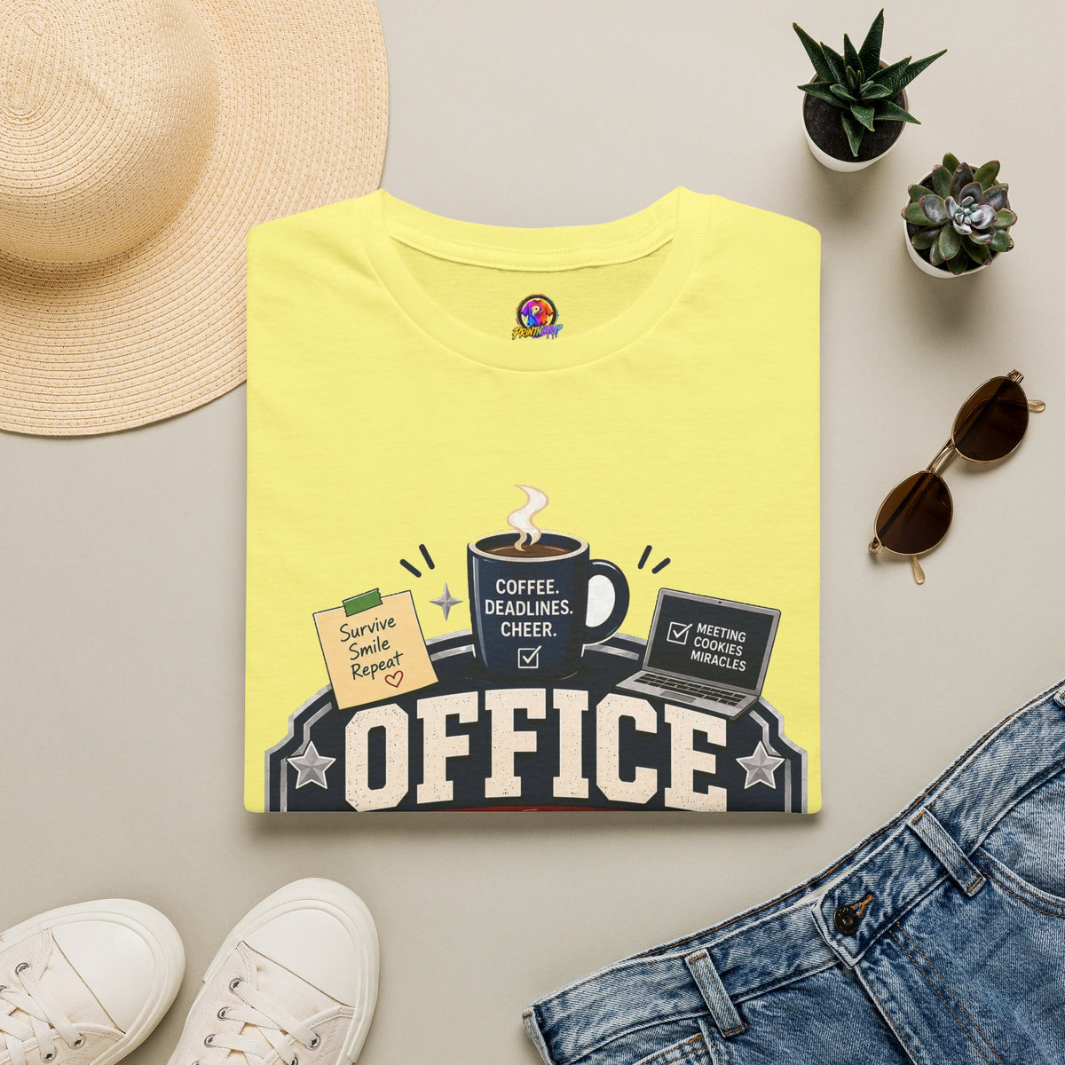 Office Holiday Survivor T-Shirt — Coffee, Deadlines & Cheer Work Shirt