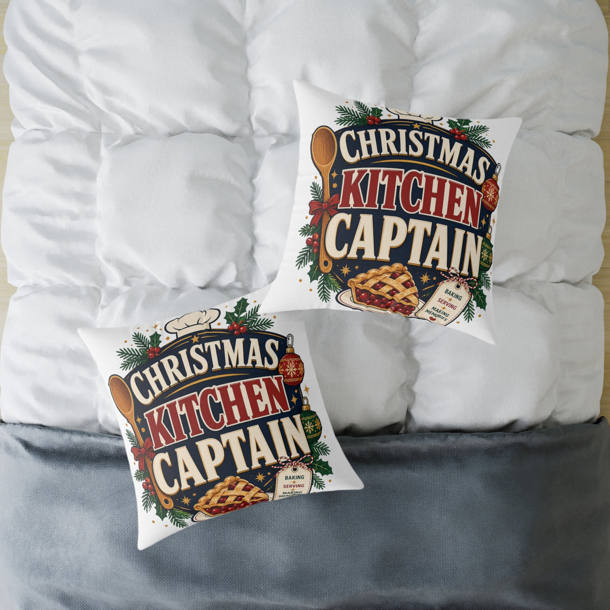 Christmas Kitchen Captain Modern Day Christmas Square Poly Canvas Pillow