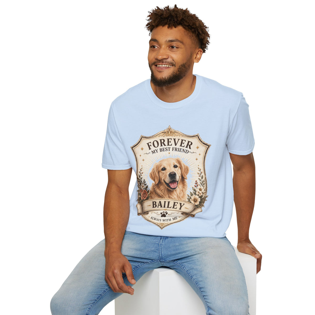 Dog Memorial T-Shirt — "Forever My Best Friend" Personalized Golden Retriever Tribute