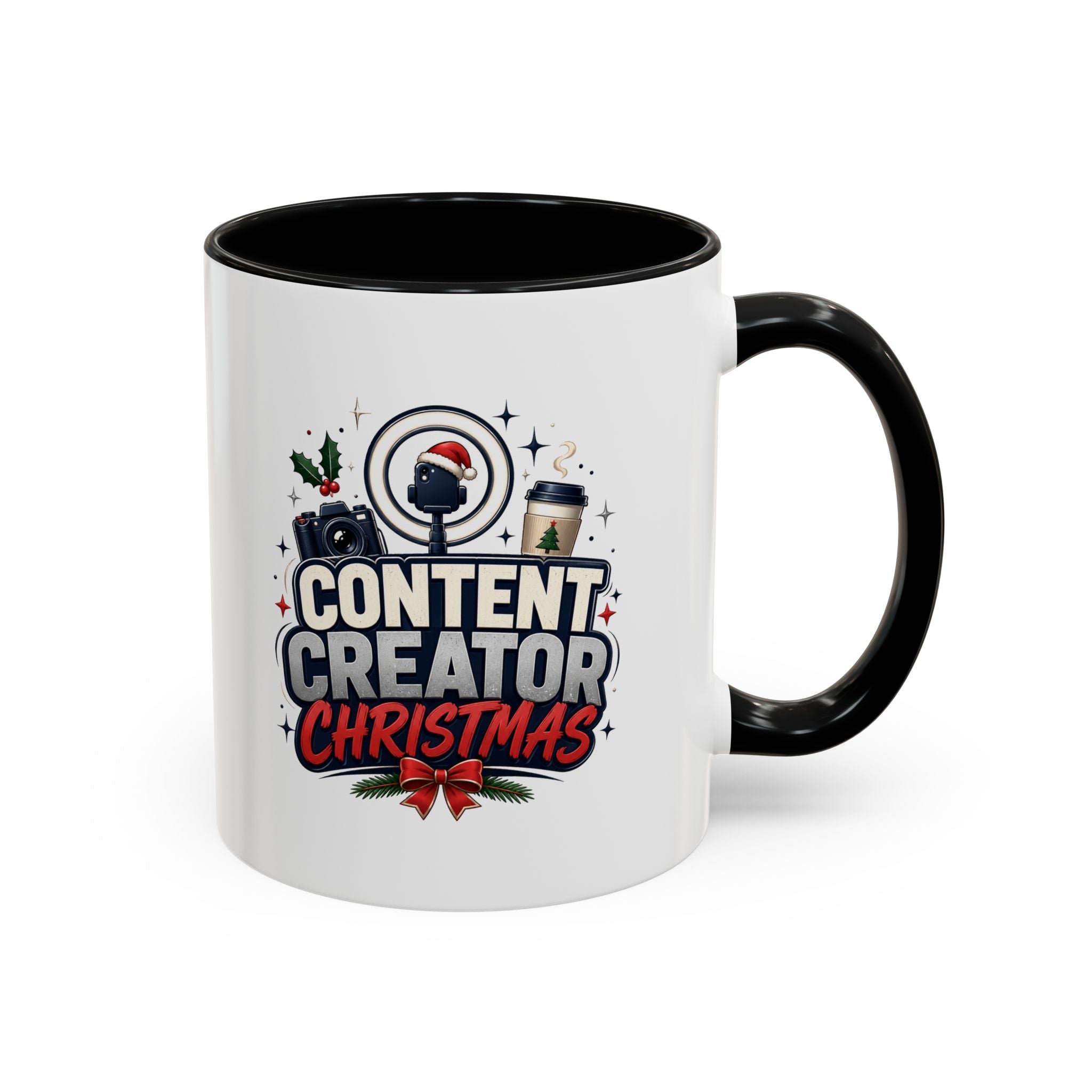 Modern Day Christmas Content Creator Christmas Accent Coffee Mug — Holiday Social Media Gifts (11/15oz)
