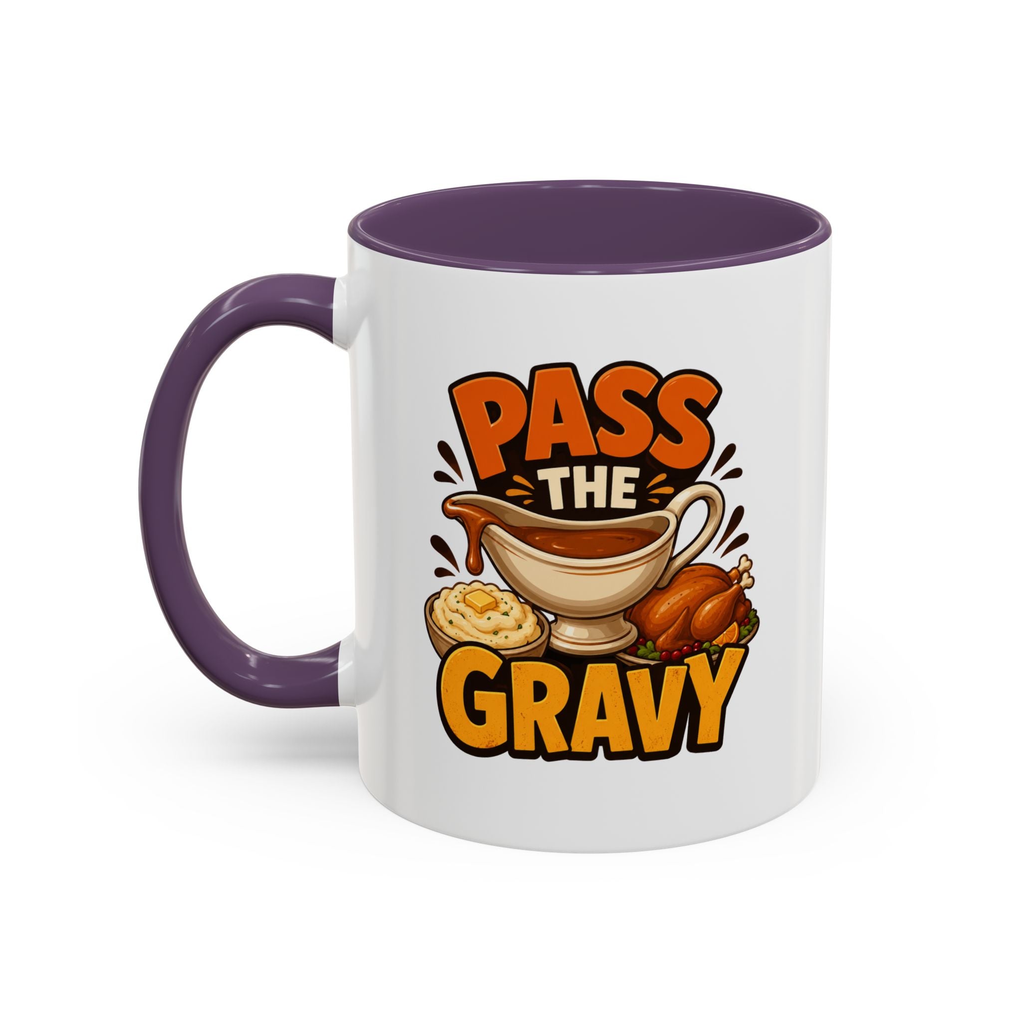 Thanksgiving Mug Pass the Gravy Coffee Mug — Thanksgiving Turkey & Gravy Bowl Accent Mug