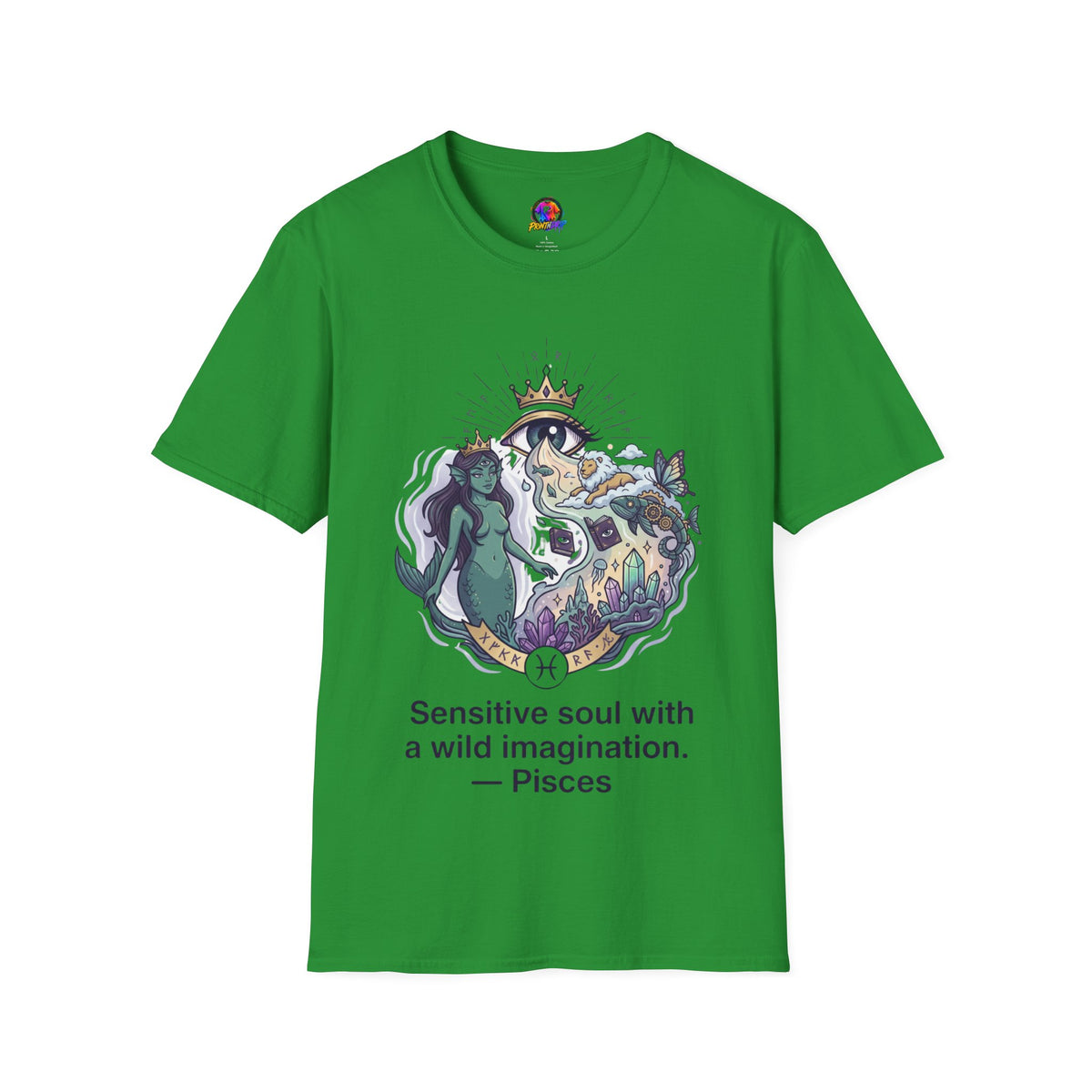 Pisces Zodiac Mystical Mermaid Art T-Shirt — "Sensitive soul with a wild imagination"