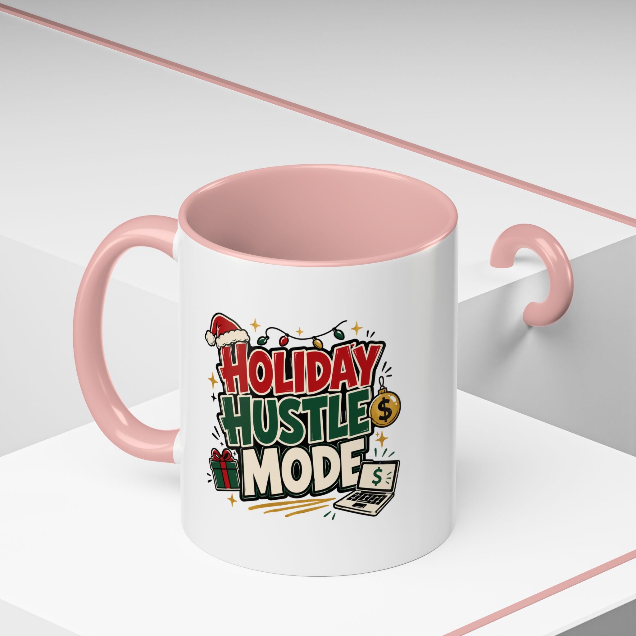 Modern Day Christmas Holiday Hustle Mode Coffee Mug — Festive Christmas Work Grind 11/15oz Accent Mug