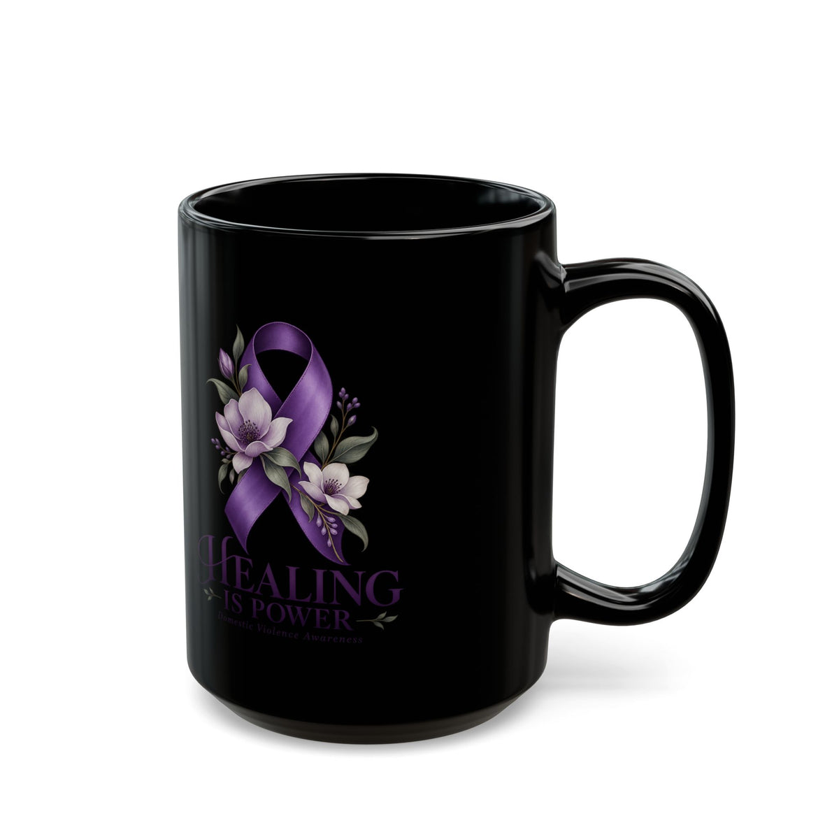 Healing Has Power Purple Ribbon Domestic Violence Awareness Mug