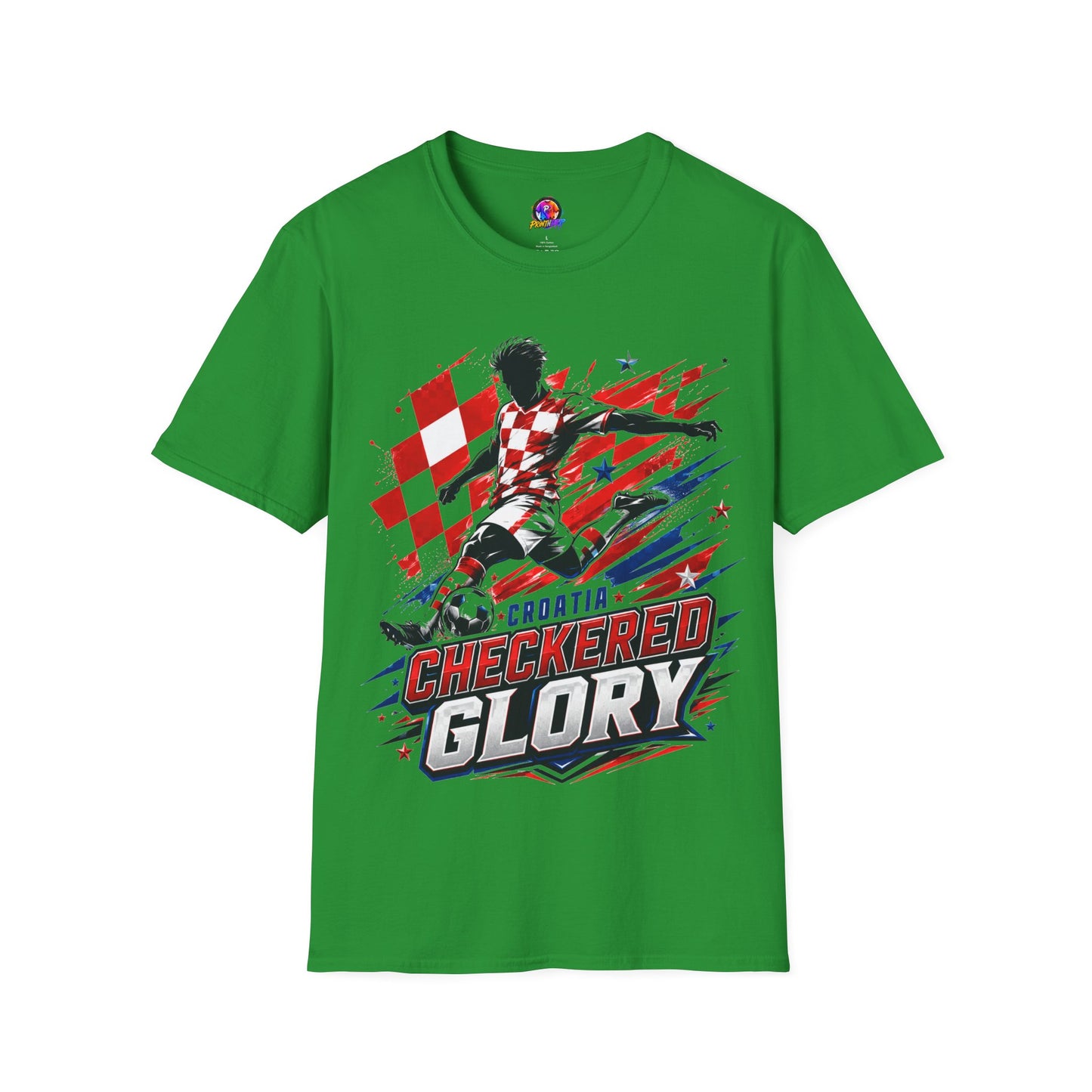 Checkered Glory T-Shirt — Croatia Soccer Fan Tee