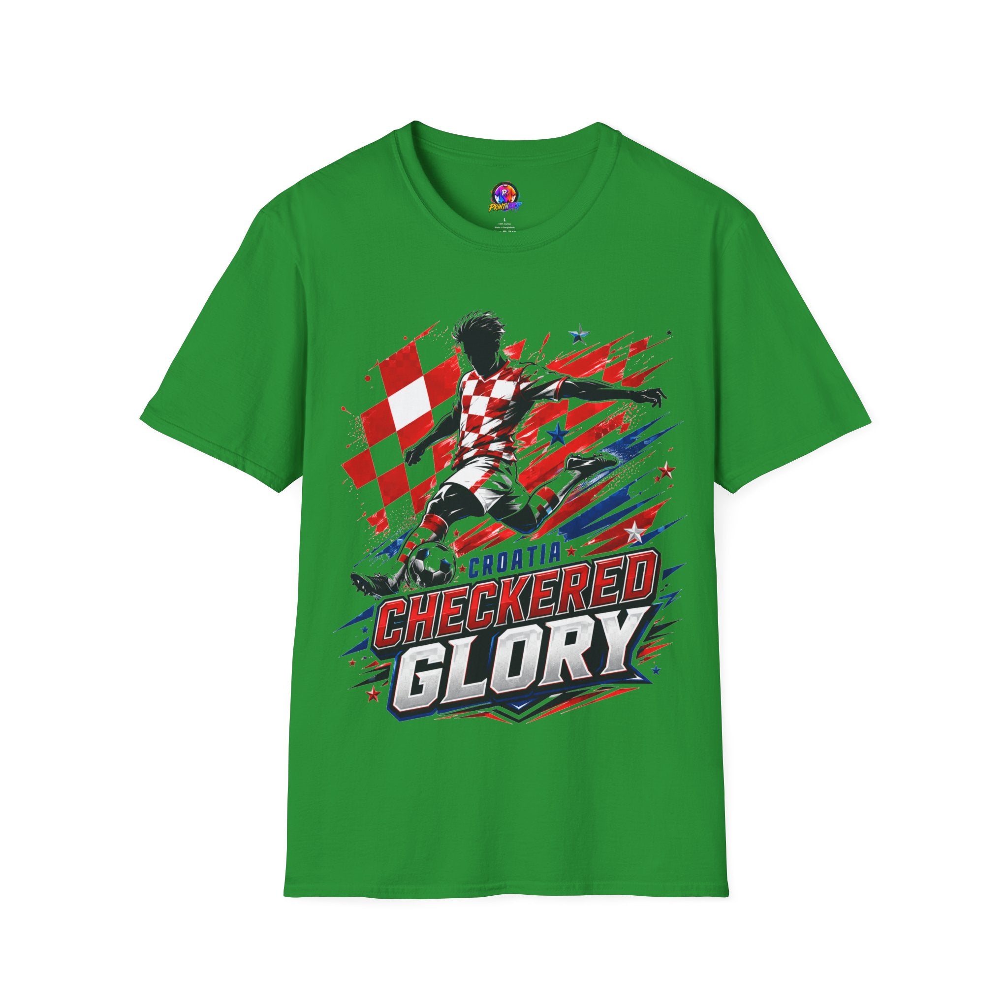 Checkered Glory T-Shirt — Croatia Soccer Fan Tee