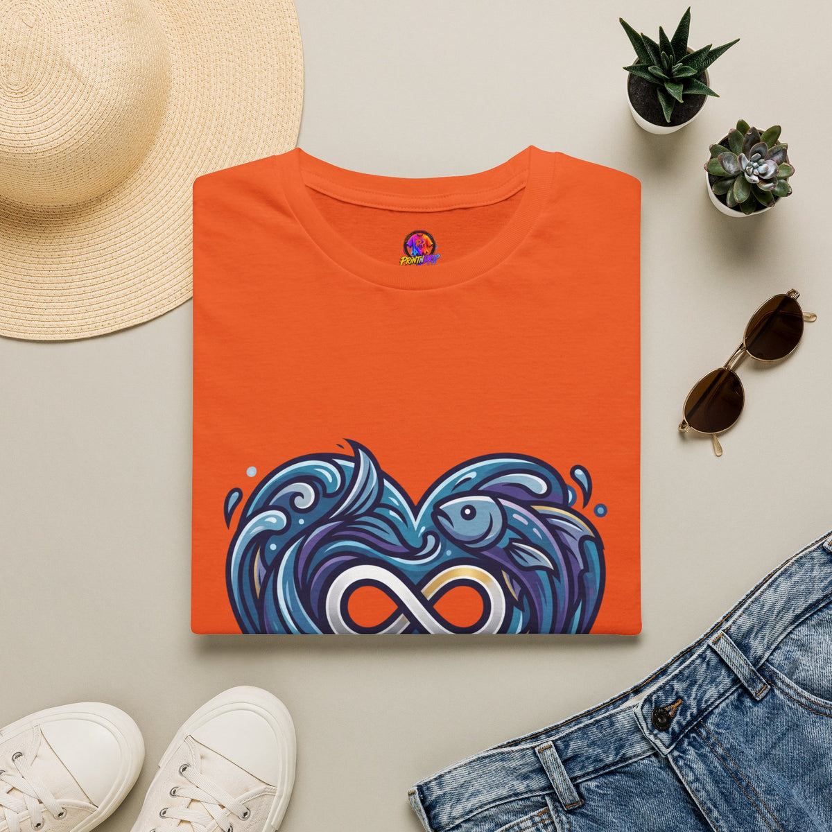 Pisces Infinity Heart T‑Shirt — Zodiac Ocean Love Tee