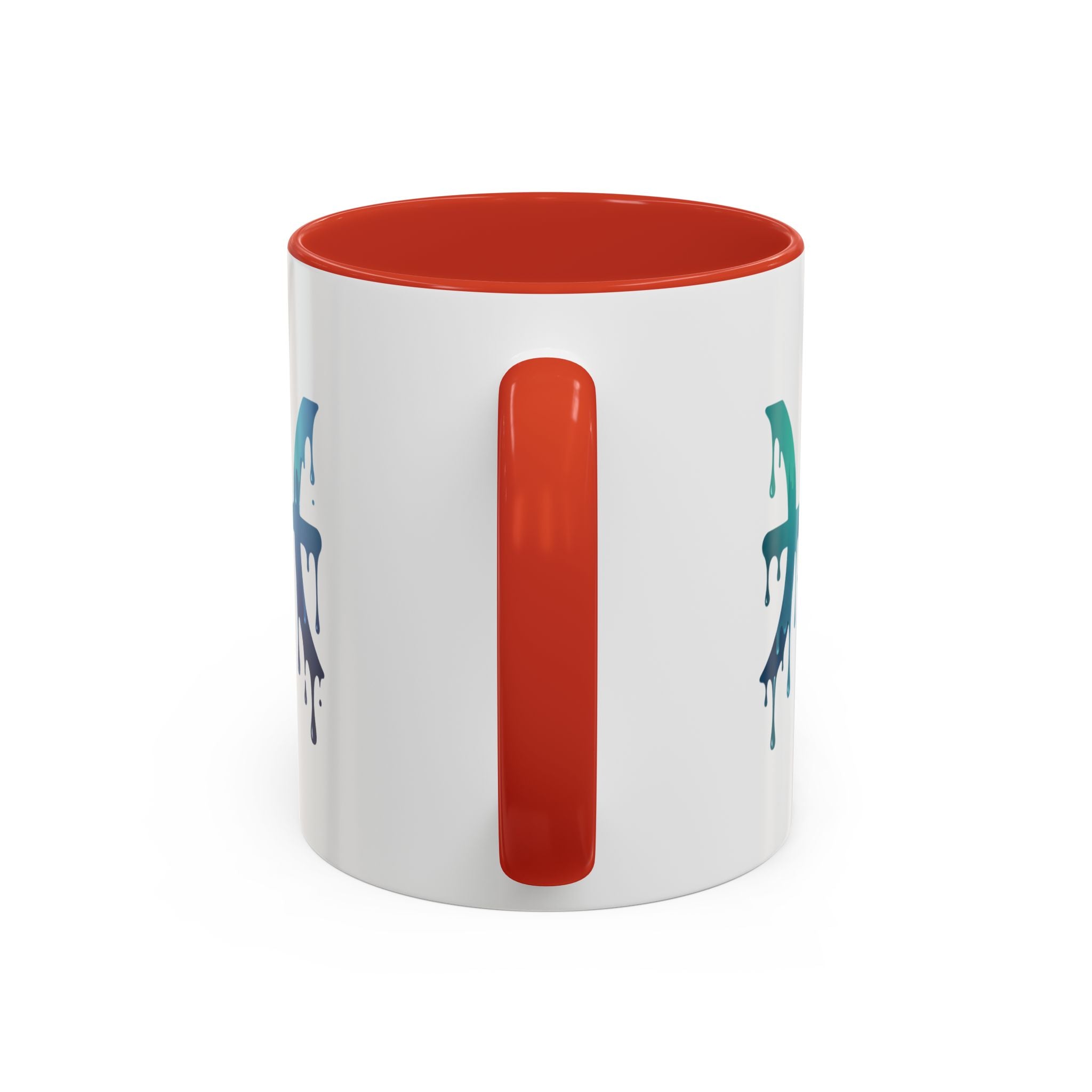 Pisces Zodiac Accent Coffee Mug — Dripping Teal Blue Astrology Gift