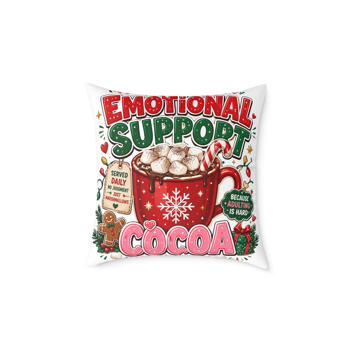 Modern Day Christmas Emotional Support Square Poly Canvas Pillow