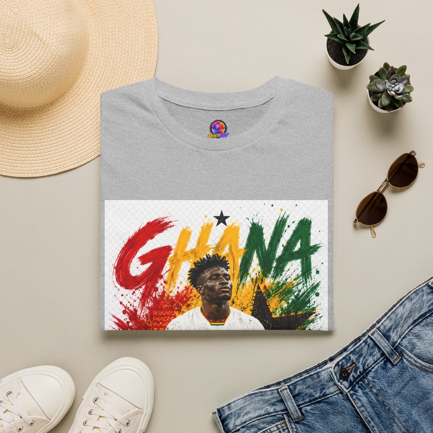 Ghana Football Player Graphic T-Shirt — Ghana Colors & Kudus Print