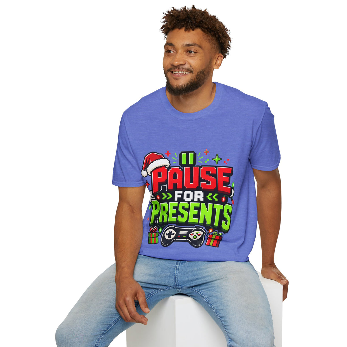 T-Shirt — "Pause for Presents" Christmas Gamer Tee