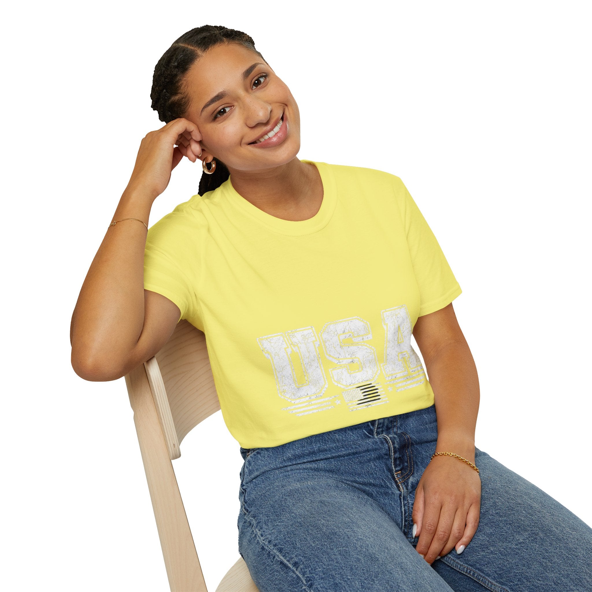 USA Vintage Block T-Shirt — Patriotic Americana Graphic Tee
