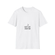 "Cozy Cup, Crisp Air" Fall Coffee Graphic Tee - Minimalist Autumn Vibe White T-Shirt - Trending Now - September 2026