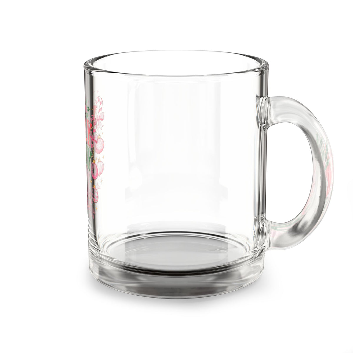 Christmas Glass Mug 10 oz Holly Jolly Glass Mug — 10oz Christmas Holiday Coffee Cup