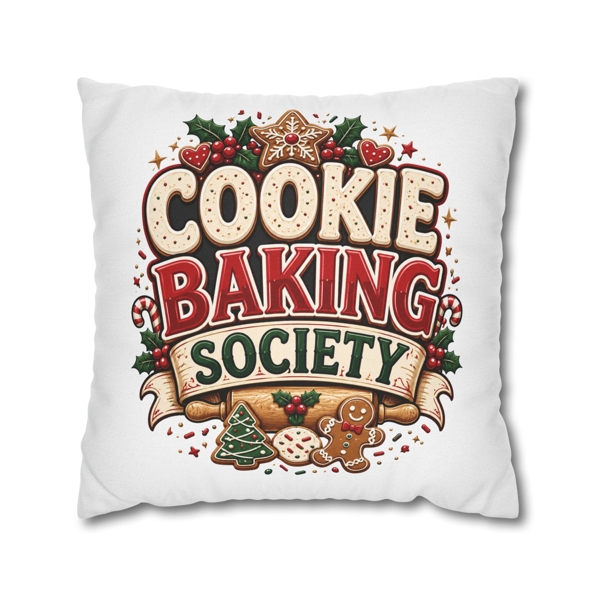 Christmas Cookie Baking Squad Pillowcase — Holiday Decorative Throw Pillow Cover