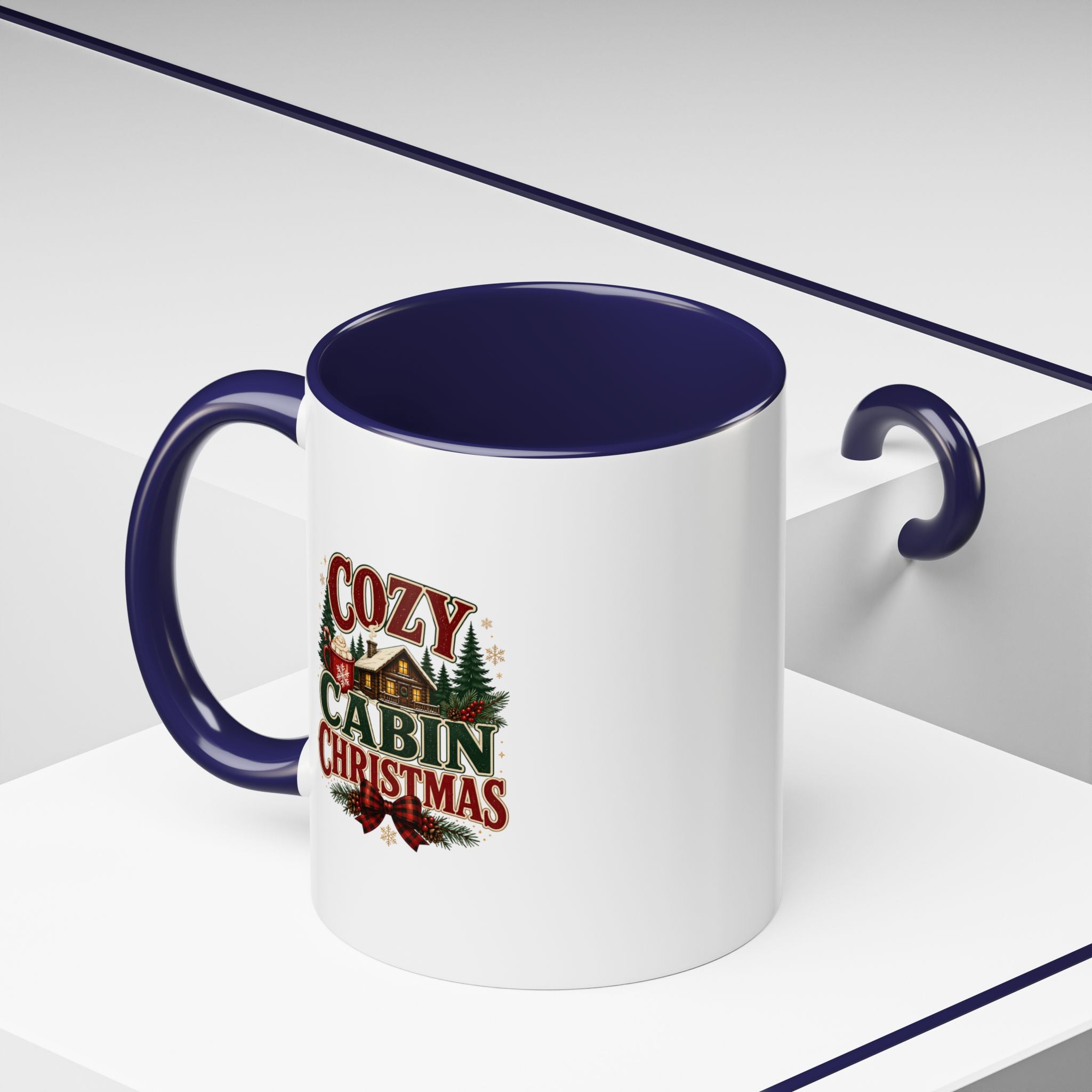 Cozy Cabin Christmas Accent Coffee Mug – Holiday Cabin Coffee Cup