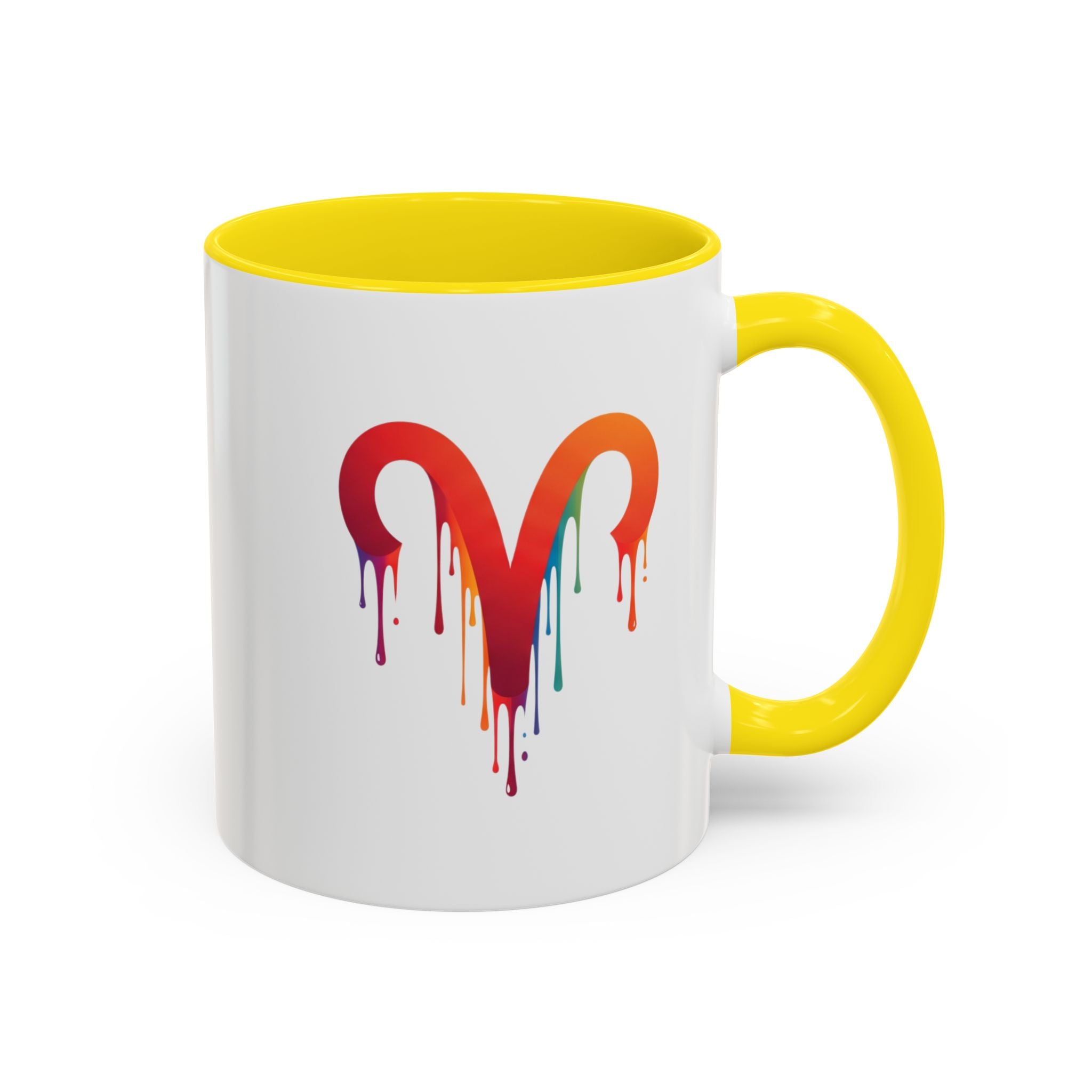 Rainbow Drip Heart Coffee Mug — Colorful Art Accent Mug