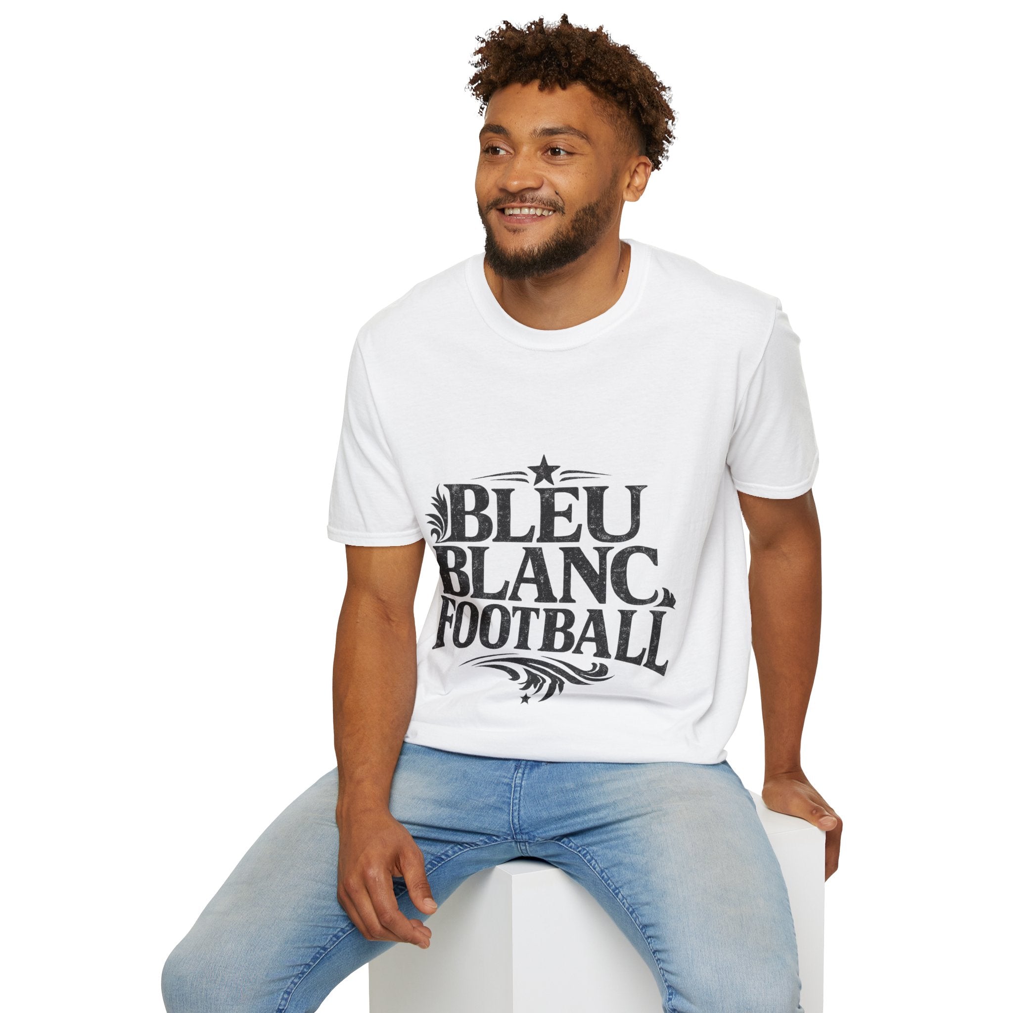 France Bleu Blanc Football T-Shirt — Vintage French Football Tee