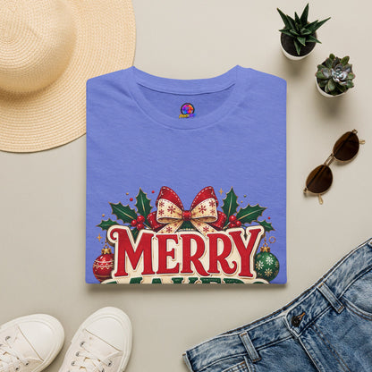 Merry Makers Club T-Shirt — Festive Christmas Holiday Tee with Holly & Bow